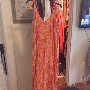 Floral Orange and Pink Maxi Dress